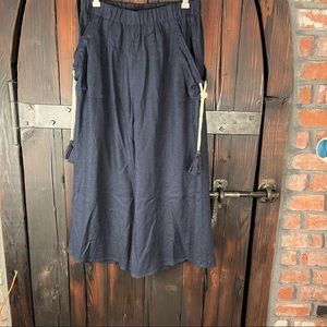 Linen cotton cropped wide leg pants M